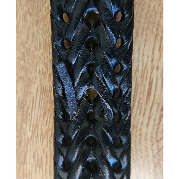 Perry Ellis Men's Portfolio Braided Black Belt Cowhide Leather Size 36 Inch - Picture 5 of 8